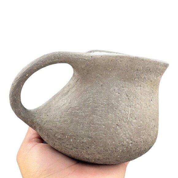Norwegian Art Pottery Jug Pitcher Norway Hand Made Primitive Pottery Textured - Picture 7 of 8